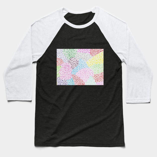 Abstract Rainbow Polka Dots Baseball T-Shirt by jpartshop1